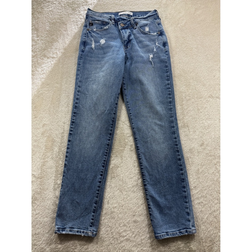 KanCan Womens High Rise Distressed Slim Straight Blue Jeans 25 Meas: 25x28.5